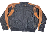 Harley-Davidson Nylon Bomber Jacket Black Orange Embroidered Bar Shield Mens 2XL