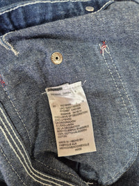 Dickies Blue Denim Bib Overalls Cropped Workwear Adjustable Strap Size 2XL