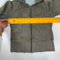 Lululemon Scuba Hoodie Graphic Print Olive Grey Zip Up Size S