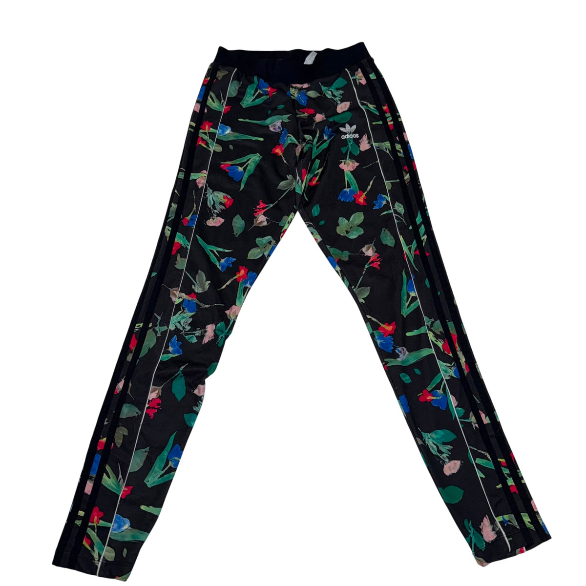Adidas Originals Womens Floral Print Leggings 3 Stripe Black Size XS( UK 6)