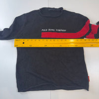 Vintage Polo Jeans Company Ralph Lauren Knit Sweater Medium Black Red Striped Cotton