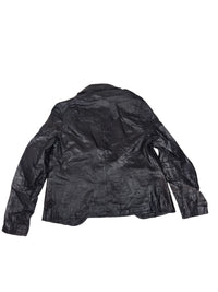 Old Navy Genuine Leather Blazer Black Floral Lining Notch Lapel Size M