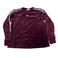 Adidas Originals Womens Velour Sweatshirt 3 Stripe Maroon Size M