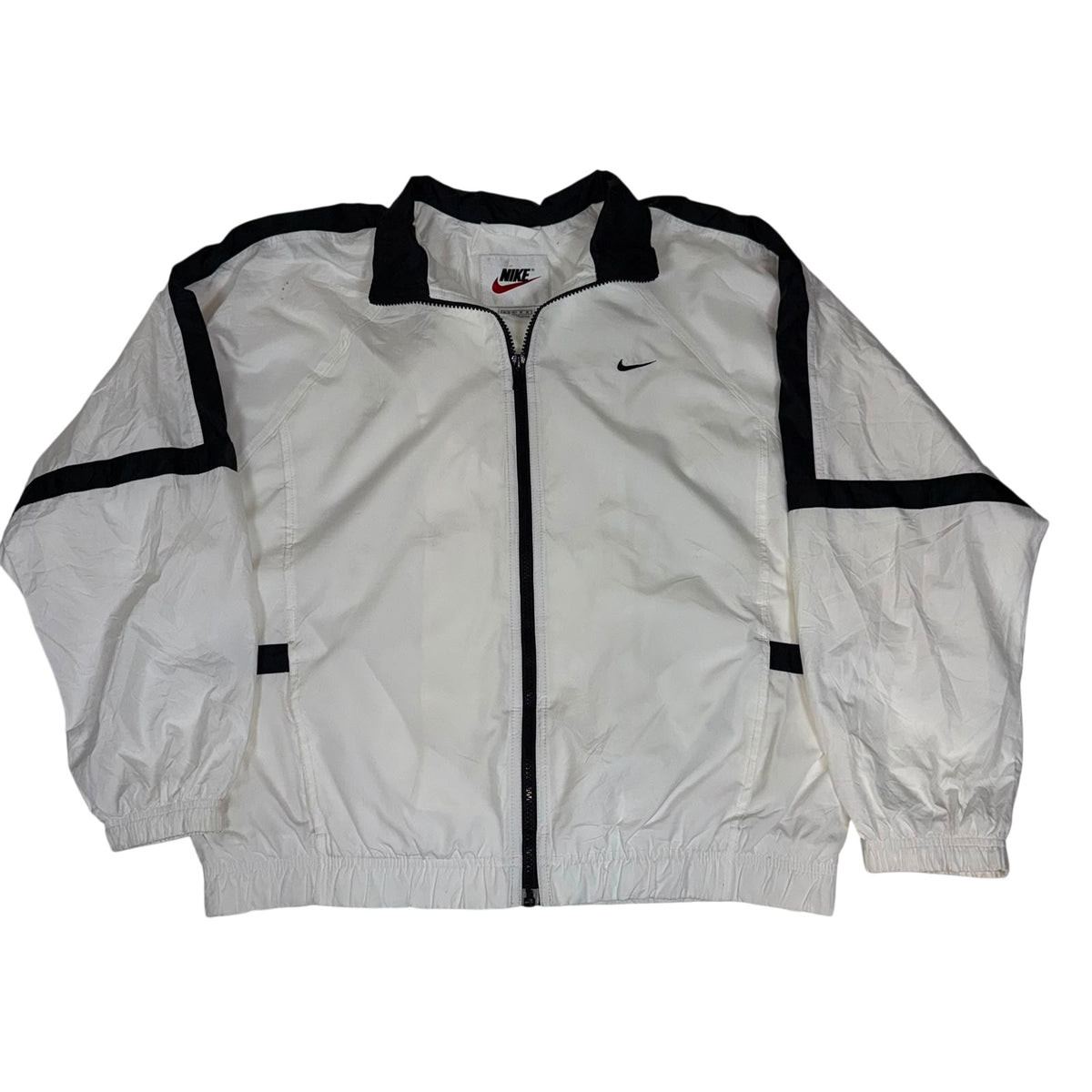 Nike Windbreaker Jacket White Black Colourblock Retro Shell Zip Up Size M