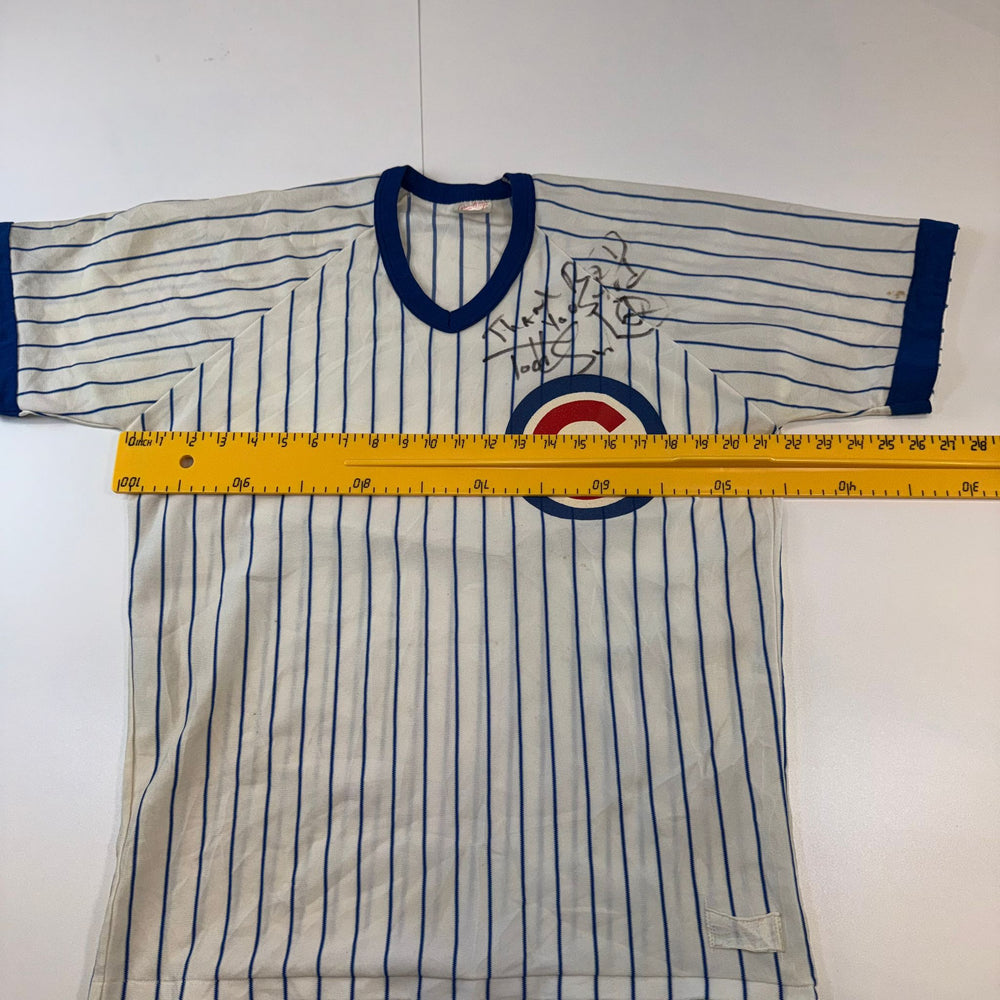 Vintage Chicago Cubs Pinstripe Jersey Adult Large Signed Rawlings