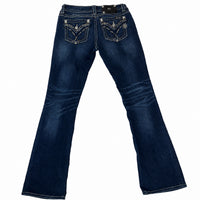 Miss Me Embellished Boot Cut Jeans Dark Blue Crystal Pockets Size 28