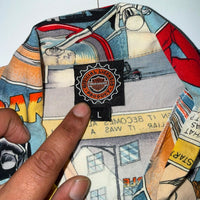 Harley-Davidson Comic Print Sleeveless Button Vest Novelty Size L