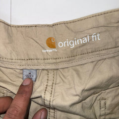 Carhartt Women’s Beige Utility Shorts Size 16 Original Fit Cotton Casual Workwear