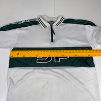 Southpole Mesh Quarter-Zip Jersey Polo White Green Oversized L/XL Y2K Streetwear
