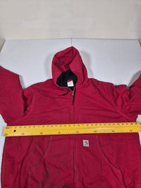 Carhartt J131 Active Jacket Red Duck Canvas Hooded Lined Mens 2XL Vintage 2000s