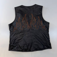 Harley-Davidson Genuine Leather Flame Vest Black Women's Medium M Biker Motorcycle Y2K