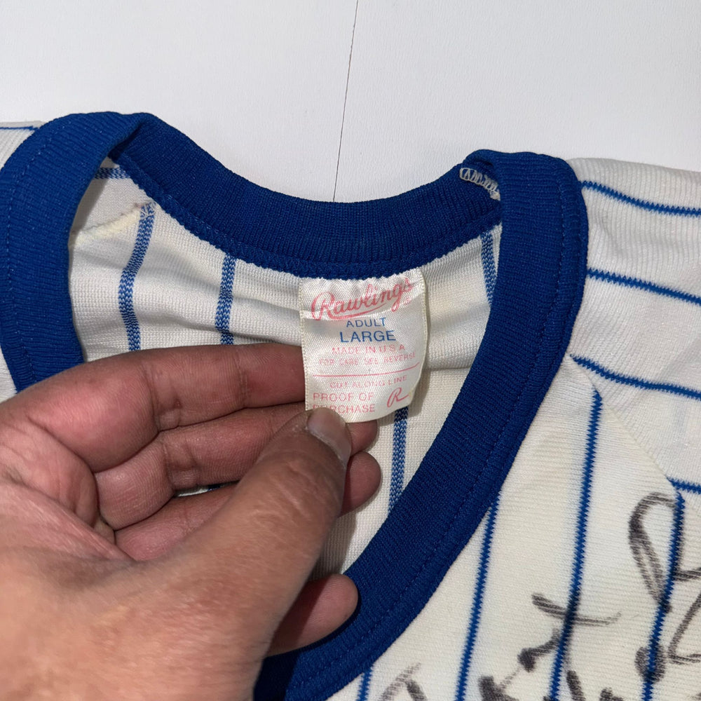 Vintage Chicago Cubs Pinstripe Jersey Adult Large Signed Rawlings
