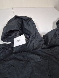 Patagonia Womens Hooded Rain Coat Parka Black Longline Fitted Size M