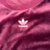 Adidas Originals Womens Velour Sweatshirt 3 Stripe Maroon Size M