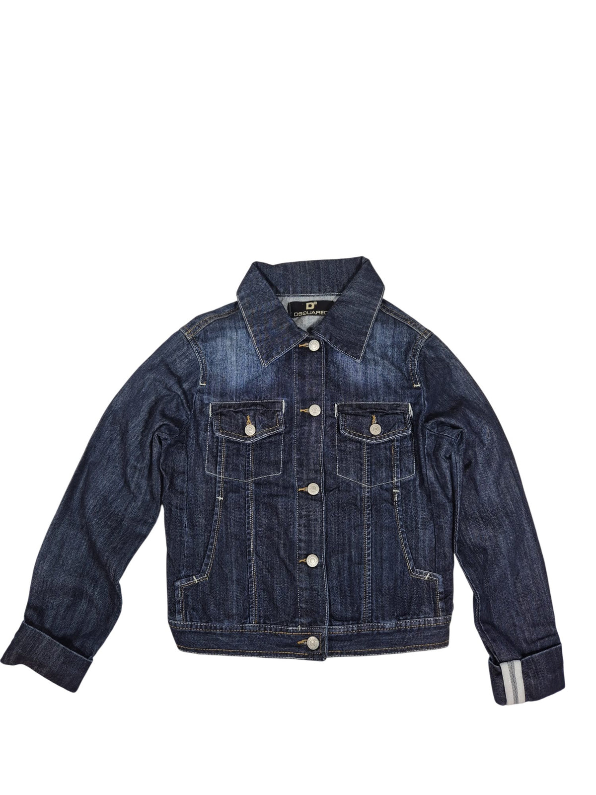 Dsquared2 Denim Trucker Jacket Dark Wash Fitted Cropped Size M