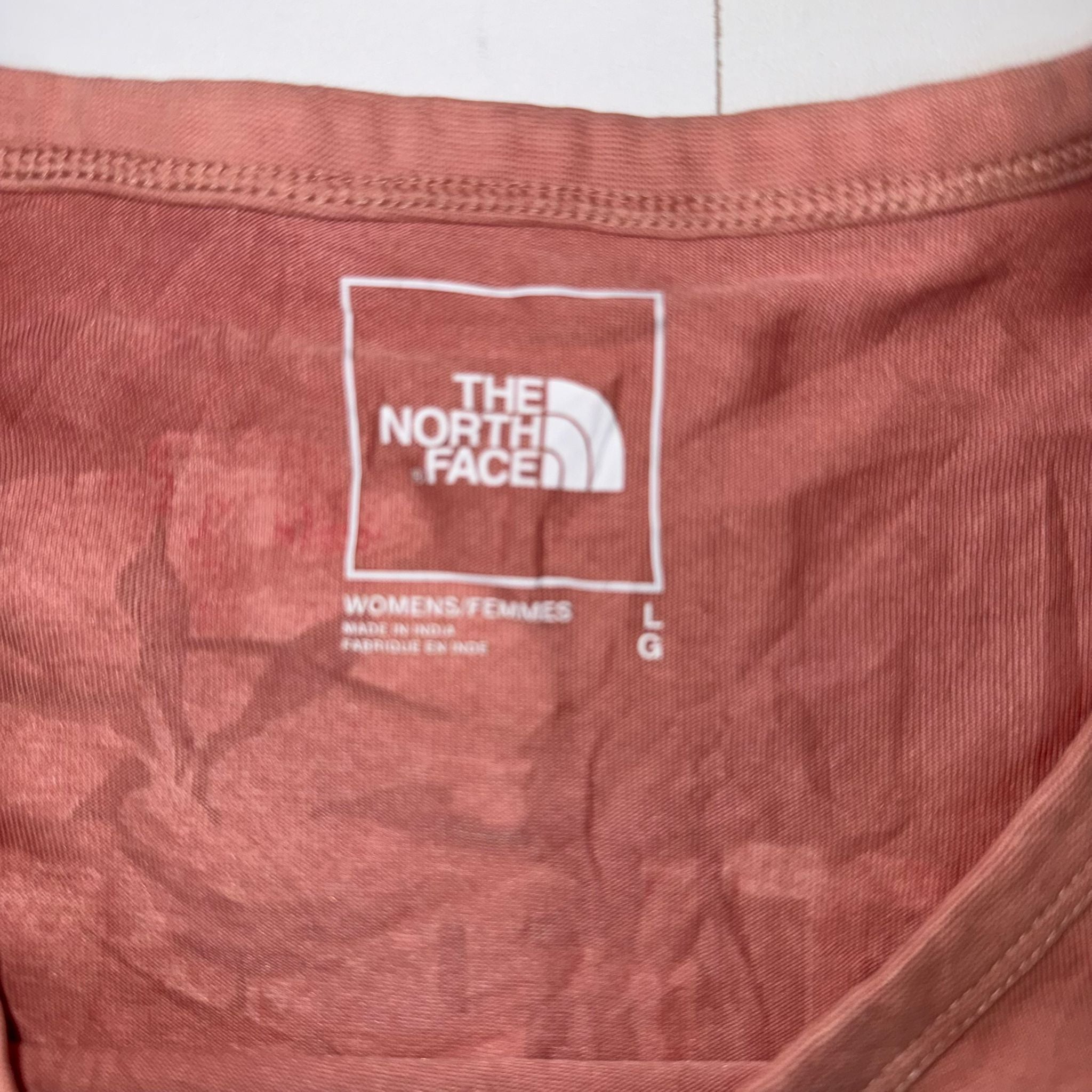 The North Face Floral Logo Long Sleeve T-Shirt Women's L Pink Rhododendron Graphic