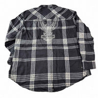 Harley-Davidson Grey & White Plaid Flannel Button-Up Shirt, Men's XL