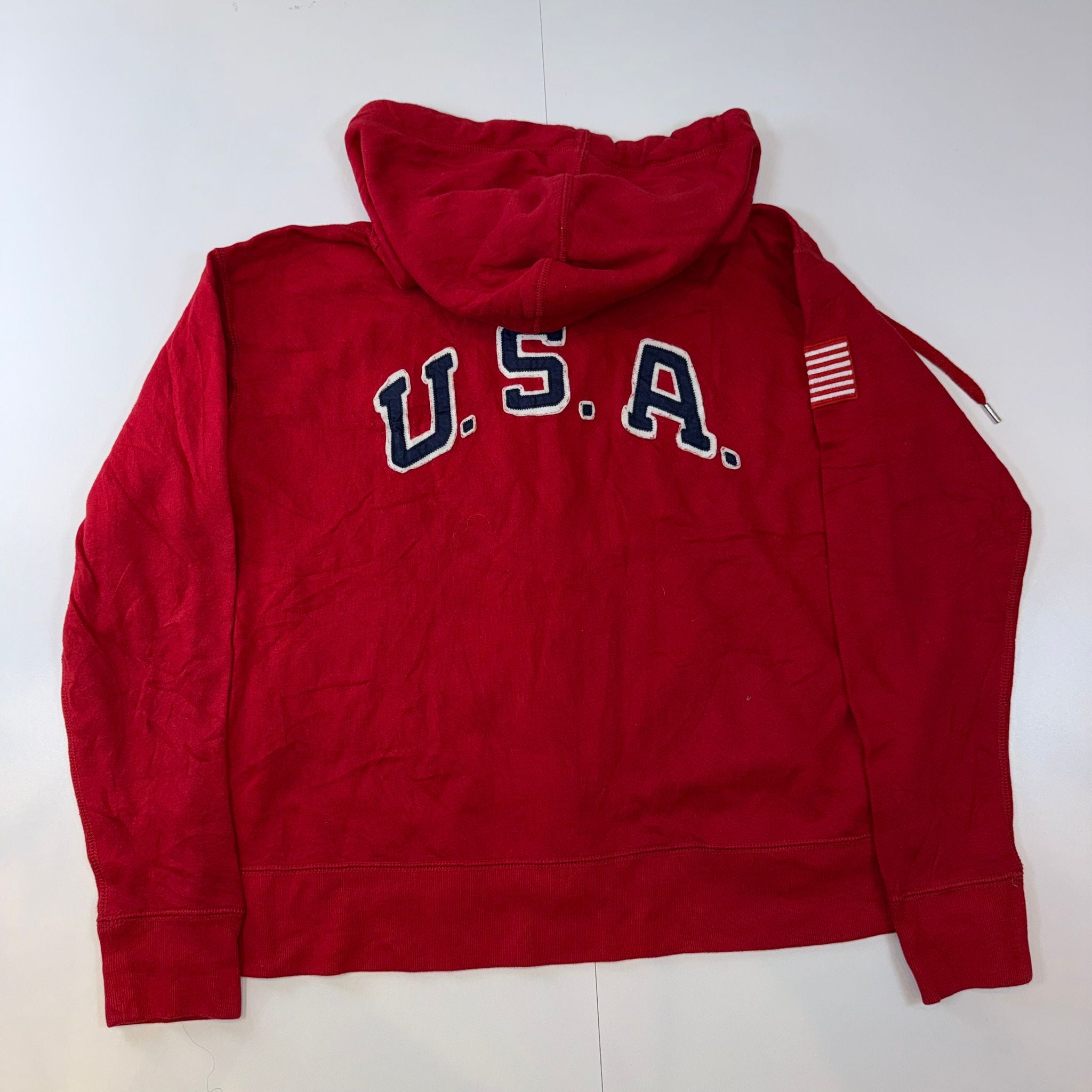 Polo Ralph Lauren USA Big Pony Red Zip Hoodie Jacket Men’s Medium M RL Flag Patch