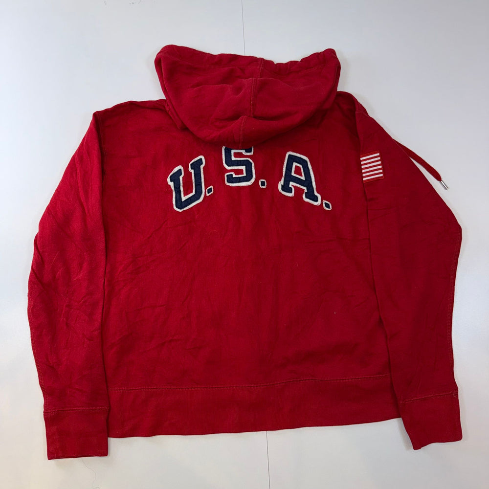 Polo Ralph Lauren USA Big Pony Red Zip Hoodie Jacket Men’s Medium M RL Flag Patch