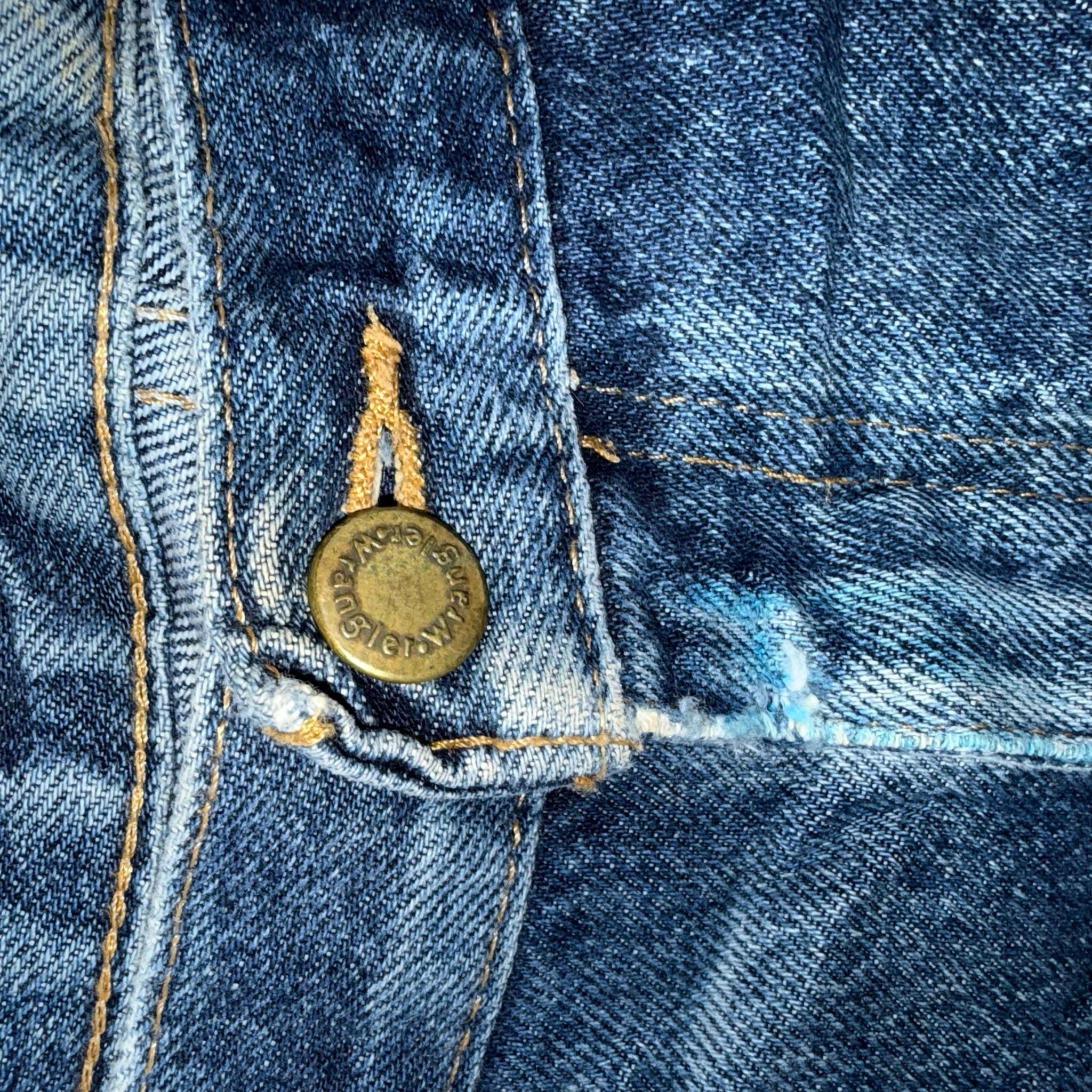 Vintage Wrangler Jeans Men’s 34x30 Blue Denim Relaxed Straight Leg Faded Distressed