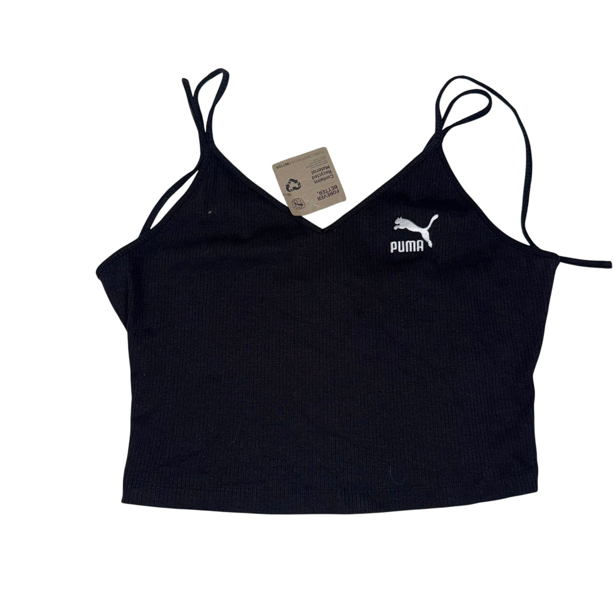 Puma Classics Womens Ribbed Crop Top Black BNWT Size XL
