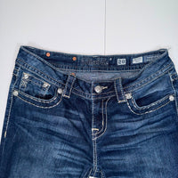 Miss Me Embellished Boot Cut Jeans Dark Blue Crystal Pockets Size 28