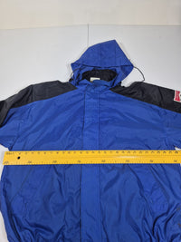 Marlboro Unlimited Vintage 90s Windbreaker Jacket Hooded Nylon Blue Black XXL