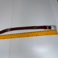 Western Rhinestone Buckle Genuine Leather Belt Brown Size 36