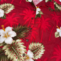 Pacific Legend Hawaiian Shirt Red Hibiscus Floral Womens Size M Cotton