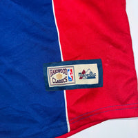 Vintage Philadelphia 76ers Hardwood Classics Majestic Snap Button Warm Up Jersey Shirt XL NBA Retro
