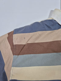 Pendleton Striped Rugby Polo Shirt Multicolour Blue Brown Long Sleeve L