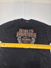 Harley-Davidson Graphic T-Shirt Black Biker Dealership Print Size 3XL
