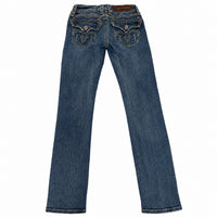 Rock Revival Debbie Embroidered Straight Jeans Blue Distressed 26