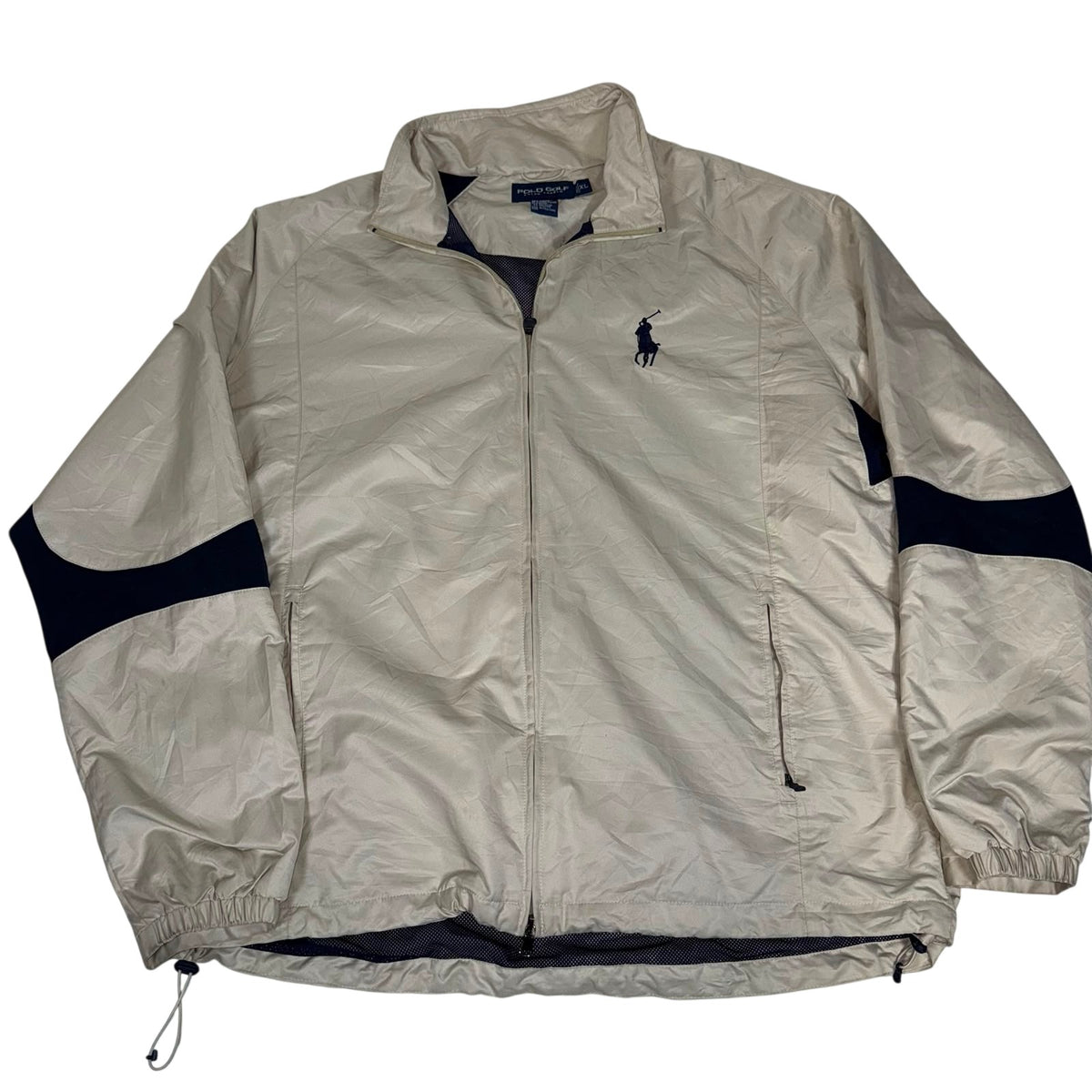 Polo Golf Ralph Lauren Windbreaker Jacket Stone Navy Full Zip Size XL