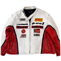 Vintage Speed Unlimited Leather Pirelli Shoei NGK AMA Motorcycle Biker Jacket