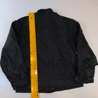 Vintage Karblurg Black Genuine Leather Bomber Jacket Mens XXL Oversized Red Lining