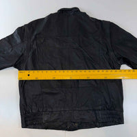 Vintage Karblurg Black Genuine Leather Bomber Jacket Mens XXL Oversized Red Lining