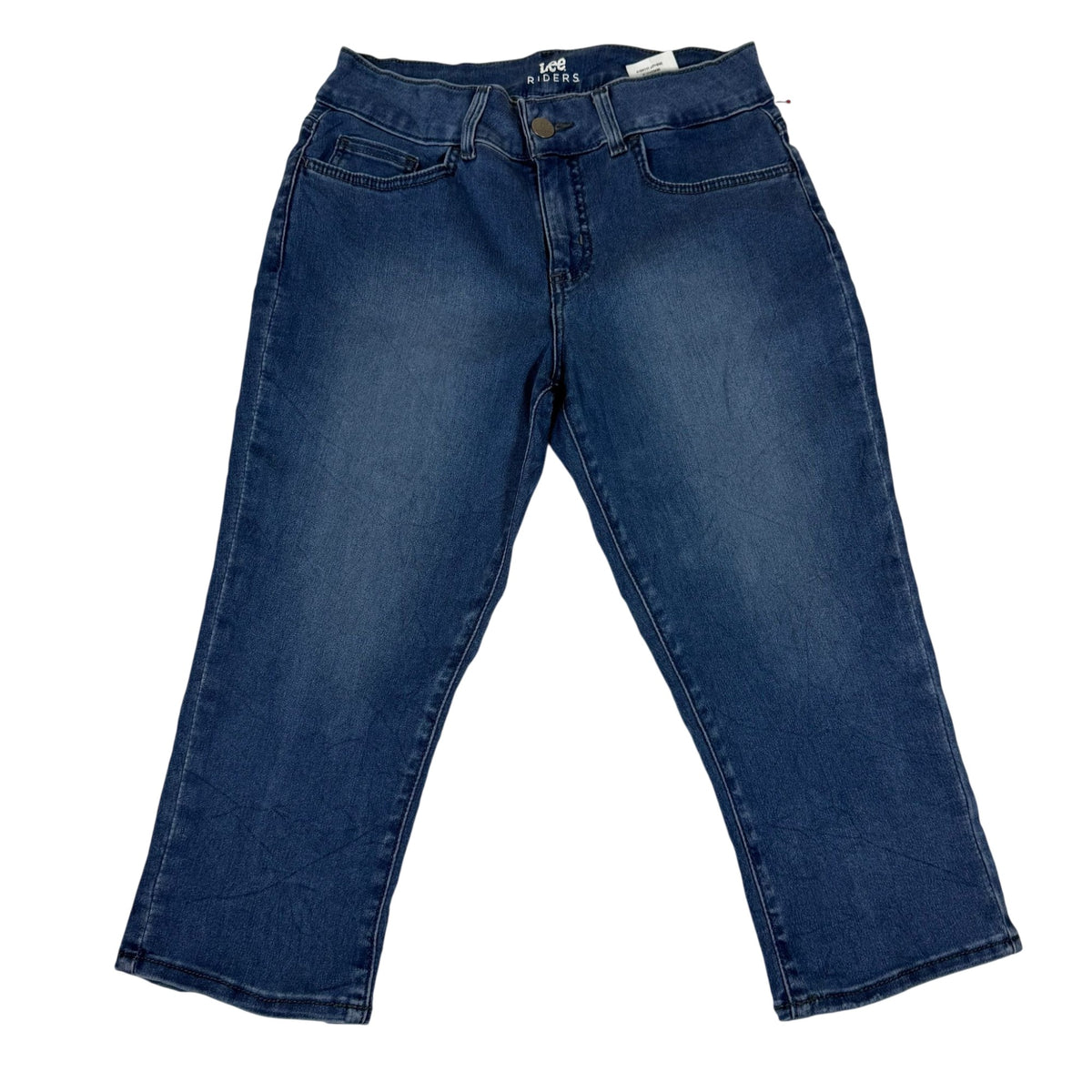 Lee Riders Jeans Womens W28 Blue Wash Cropped Straight Leg Stretch Denim