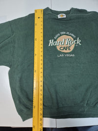 Hard Rock Cafe Las Vegas Sweatshirt Vintage 90s Green XL Embroidered Made USA