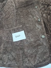 Charter Club Quilted Suede Leather Jacket Brown Snap Front Womens Size L