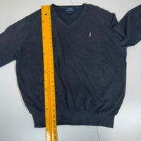 Polo Ralph Lauren V-Neck Jumper Faded Black Pima Cotton Size XL