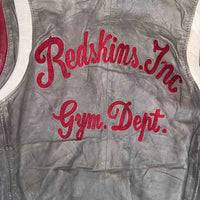 Redskins Leather Varsity Jacket Grey Burgundy College Patch Size L