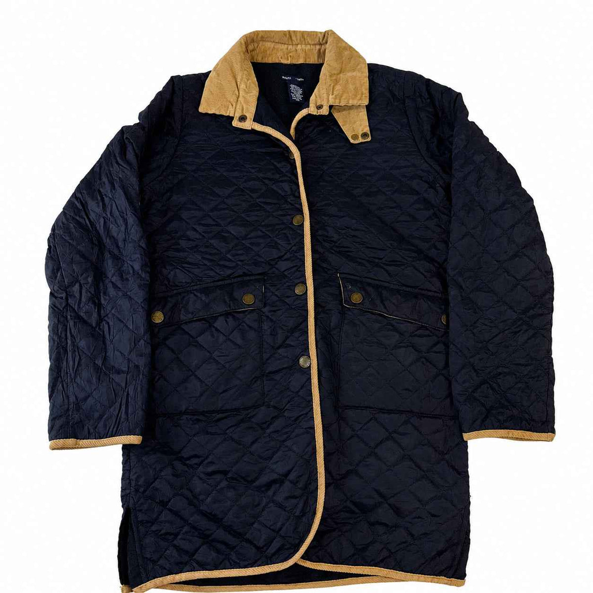 Ralph Lauren Quilted Diamond-Stitch Barn Coat with Corduroy Trim (Size XL)