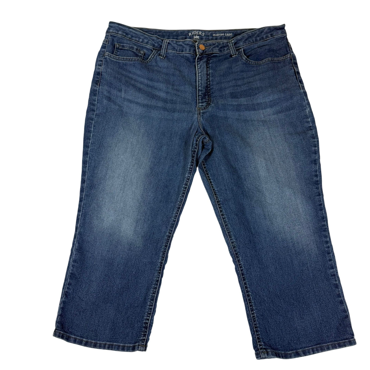 Riders by Lee Capri Jeans Womens W36 Blue Wash Midrise Stretch Denim