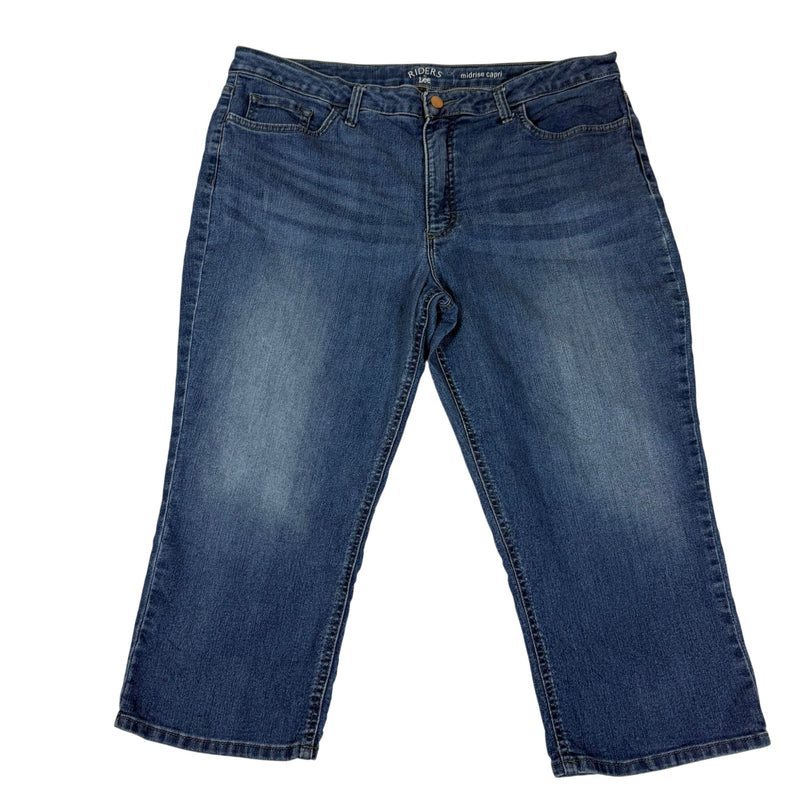 Riders by Lee Capri Jeans Womens W36 Blue Wash Midrise Stretch Denim