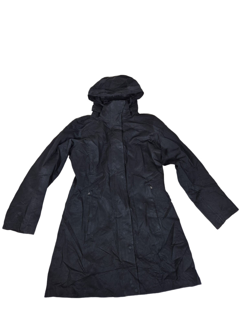 Patagonia Womens Hooded Rain Coat Parka Black Longline Fitted Size M