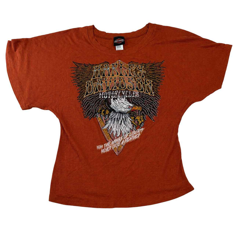 Harley-Davidson Rhinestone Eagle Graphic Dolman T-Shirt – Size S