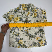 Havana Jack's Cafe Cream Yellow Hawaiian Shirt Coconut Buttons Petite Size PS