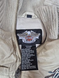 Harley-Davidson Womens Puffer Vest Gilet Cream Embroidered Wings Logo Size M