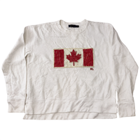 Polo Ralph Lauren Canada Flag Sweatshirt White Fleece Crewneck Size S Vintage Style